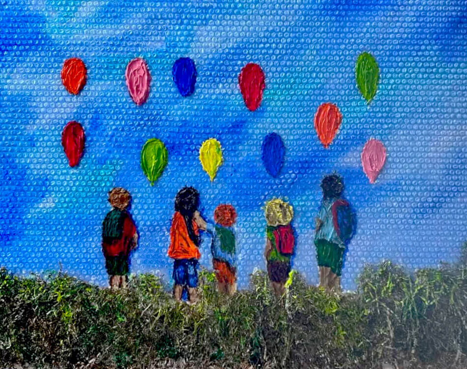 Niños con globos